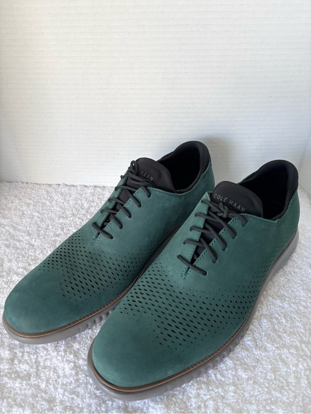 Cole Haan Zerogrand Wingtip Leather Suede Oxford Green Shoe Mens Size 10.5 New!